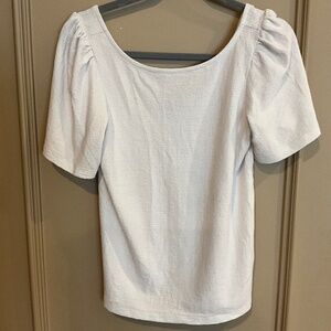 Banana Republic Scoop Back White Stretch Short Sleeve Tee Blouse Size Small S